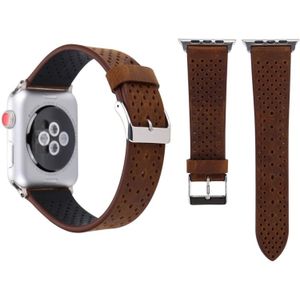 For Apple Watch Series 3 & 2 & 1 42mm Simple Fashion Genuine Leather Hole Pattern Watch Strap (Brown)