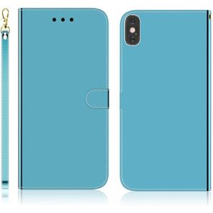 For iPhone X / XS Imitated Mirror Surface Horizontal Flip Leather Case with Holder & Card Slots & Wallet & Lanyard(Blue)