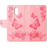 For Motorola Moto G (4rd gen) Plus Pressed Flowers Butterfly Pattern Leather Case with Holder & Card Slots & Wallet(Pink)