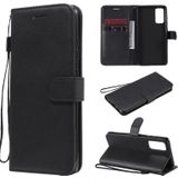 For Samsung Galaxy S20 Lite / S20 FE 5G / S20 Fan Edition Solid Color Horizontal Flip Protective Leather Case with Holder & Card Slots & Wallet & Photo Frame & Lanyard(Black)