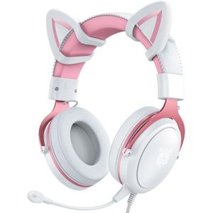 Onikuma x10 auto oor led licht verstelbare gaming headset met microfoon (wit roze)