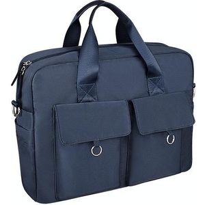 DJ09 Handheld Shoulder Briefcase Sleeve Carrying Storage Bag with Shoulder Strap for 15.4 inch Laptop(Navy Blue)
