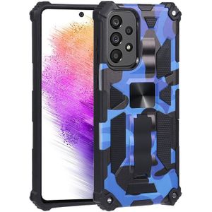 Voor Samsung Galaxy A73 5G Camouflage Armor Shockproof TPU + PC Magnetic Protective Phone Case met houder