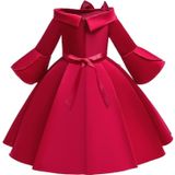 Girls European Style Embroidered Dress Prom Dress  Size:110cm(Red)