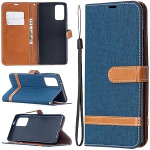 For Samsung Galaxy Note20 Color Matching Denim Texture Horizontal Flip Leather Case with Holder & Card Slots & Wallet & Lanyard(Dark Blue)