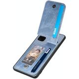 Voor Samsung Galaxy S20 Koolstofvezel Verticale Flip Rits Portemonnee Telefoonhoesje(Blauw)