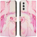 Voor Samsung Galaxy A14 5G Geschilderd Marmeren Patroon Lederen Telefoonhoes (Rose Goud)