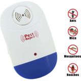 Elektronische ultrasone Mosquito Rat Pest Control Repeller met LED-verlichting  Amerikaanse stekker  AC90V-250 v (wit + blauw)