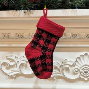 2 PCS Knitted Christmas Stocking Decoration Pendant Child Acrylic Candy Gift Bag(Red)