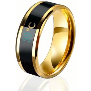 6 PCS Smart Temperature Ring Stainless Steel Personalized Temperature Display Couple Ring  Size: 10(Yellow)