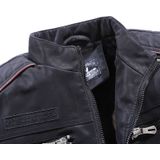 Men Casual Leather Jacket Coat (Color:Army Green Size:M)