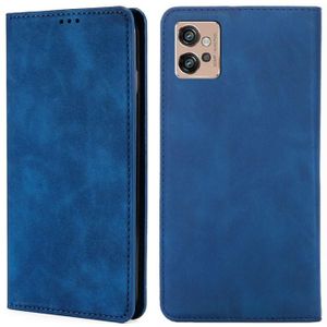 Voor Motorola Moto G32 4G Skin Feel Magnetic Horizontal Flip Leather Phone Case (Blauw)