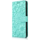 For Samsung Galaxy A72 5G / 4G Skin Feel Embossed Sunflower Horizontal Flip Leather Case with Holder & Card Slots & Wallet & Lanyard(Green)