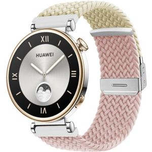 Voor Huawei Watch GT4 41 mm geïntegreerde gesp gevlochten nylon horlogeband (Starlight + roze)