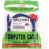 Normal USB 2.0 AM to BM Cable  with 2 core  Length: 3m(Blue)