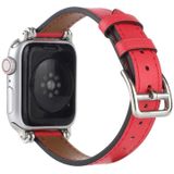Single Circle 14mm with Beads Style Leather Replacement Strap Watchband For Apple Watch Series 7 & 6 & SE & 5 & 4 40mm  / 3 & 2 & 1 38mm(Red)