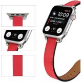 Single Circle 14mm with Beads Style Leather Replacement Strap Watchband For Apple Watch Series 7 & 6 & SE & 5 & 4 40mm  / 3 & 2 & 1 38mm(Red)