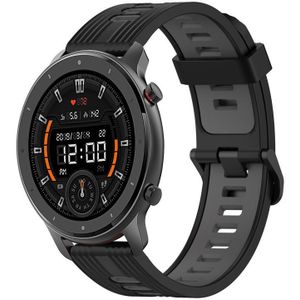 Voor Amazfit GTR 47mm 22 mm verticaal patroon tweekleurige siliconen horlogeband (zwart+grijs)