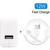 12W USB Charger + USB to 8 Pin Data Cable for iPad / iPhone / iPod Series  EU Plug