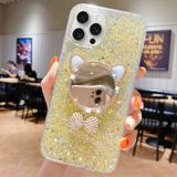Voor iPhone 11 Pro Starry Sequin Diamond Cat Ears Spiegel Epoxy TPU Telefoonhoesje (Geel)