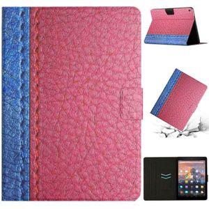 Voor Amazon Kindle Fire HD 10 2015 Stitching Effen Kleur Smart Leather Tablet Case (Rose Red)