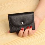 Short Mini Slim Top-grain Leather Wallet Card Bag Zip Coin Pocket(Blue)
