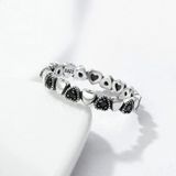 S925 Women Sterling Silver Inlaid Gemstone Ring Diamond Ring Heart-shaped Ring  Size:6