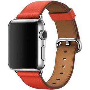 Classic Button Leather Wrist Strap Watch Band for Apple Watch Series 3 & 2 & 1  38mm(Orange)