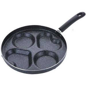 Multifunction Nonstick Frying Pan Aluminium Alloy 4 Units Cookware Fry Egg Pan Pancake Steak Pan for Gas Cooker(11 Inch Round + Heart)