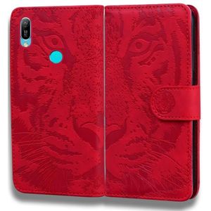 For Huawei Y6 (2019) Tiger Embossing Pattern Horizontal Flip Leather Case with Holder & Card Slots & Wallet(Red)