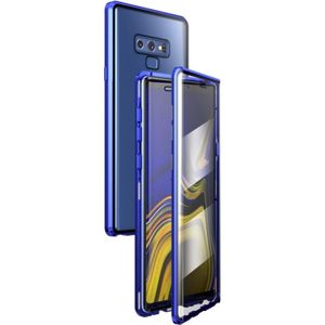 For Samsung Galaxy Note9 Magnetic Metal Frame Double-sided Tempered Glass Case(Blue Purple)