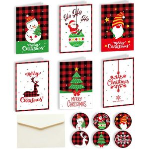 5 sets 6 vouwkaarten + 6 enveloppen + 6 stickers Kerstdagwenskaarten (MC8-92)