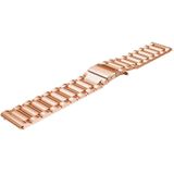 22mm Three Flat Buckle Stainless Steel Replacement Watchband for Huawei Watch GT2 Pro / Amazfit GTR 2(Rose Gold)
