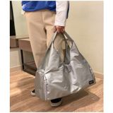 Soft Nylon Cloth Shoulder Sports Gym Yoga Handbag (Silver)