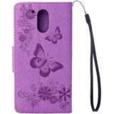 For Motorola Moto G (4rd gen) Plus Pressed Flowers Butterfly Pattern Leather Case with Holder & Card Slots & Wallet(Purple)