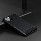 MOF Gentless Series Geborsteld Texture Carbon Fiber Soft TPU Case voor iPhone? 12/12 PRO (Blauw)