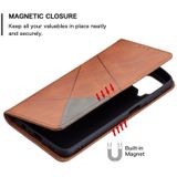 Voor Samsung Galaxy M32 Rhombus Texture Horizontale Flip Magnetische Lederen Case met Houder & Card Slots (Brown)
