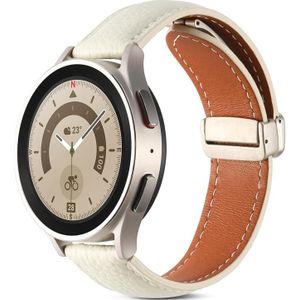 Voor Realme Watch 3/Amazfit GTR4/4 Pro universele vouwgesp lederen horlogeband (beige wit)