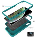 For iPhone XS Max Wave Pattern 3 in 1 Silicone+PC Shockproof Protective Case(Dark Sea Green)