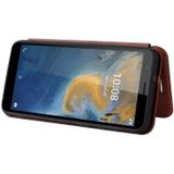 Voor ZTE-mes A31 koolstofvezel textuur magnetische horizontale flip TPU + PC + PU lederen tas met kaartsleuf