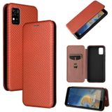 Voor ZTE-mes A31 koolstofvezel textuur magnetische horizontale flip TPU + PC + PU lederen tas met kaartsleuf