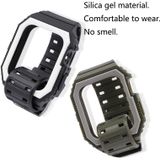 Siliconen riem met case voor Apple Watch Series 7 41mm / 6 & SE & 5 & 4 40mm / 3 & 2 & 1 38mm (zwart + wit)
