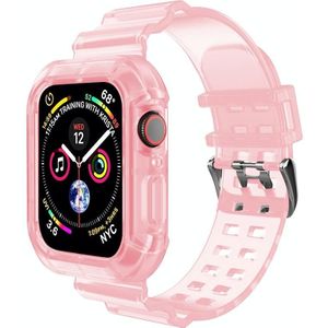 Transparante horlogeband voor Apple Watch Series 7 41 mm / 6 & SE & 5 & 4 40mm / 3 & 2 & 1 38 mm (transparant roze)