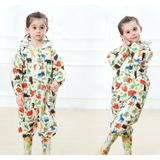 Siamese Children Raincoat  Print Thin Section Hooded  Raincoat  Size: XL(Yellow)