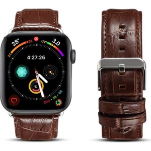 For Apple Watch Series 5 & 4 40mm / 3 & 2 & 1 38mm Cowhide Crocodile Texture Strap Watchband(Coffee)