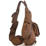 AUGUR 8171 Multi-function Canvas Chest Bag Shoulder Messenger Crossby Bag(Khaki)
