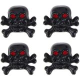 4 PCS Universal Skull Shape Gas Cap Mouthpiece Cover Gas Cap Tire Cap Car Motor Bicycle Tire Valve Caps(Black)