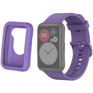 Voor Huwei Horloge Fit Beschermende Silicone Case + Silicone Watchband Kit (Licht Paars)