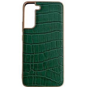 Voor Samsung Galaxy S21 FE 5G Krokodil Textuur Lederen Galvaniseren Telefoon Case (Donkergroen)