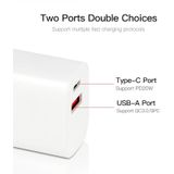 CS-20W Mini Draagbare PD3.0 + QC3.0 Dual Ports Snelle oplader met 3A USB naar Micro USB-gegevenskabel (US Plug)